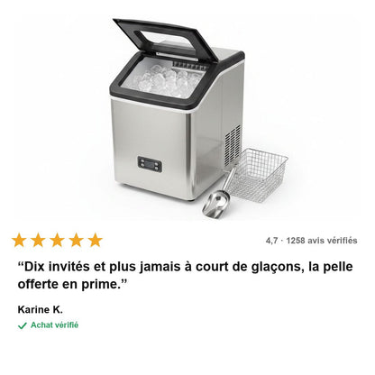GlaceoPro™ – Machine à Glaçons Inox 25 kg/24 h