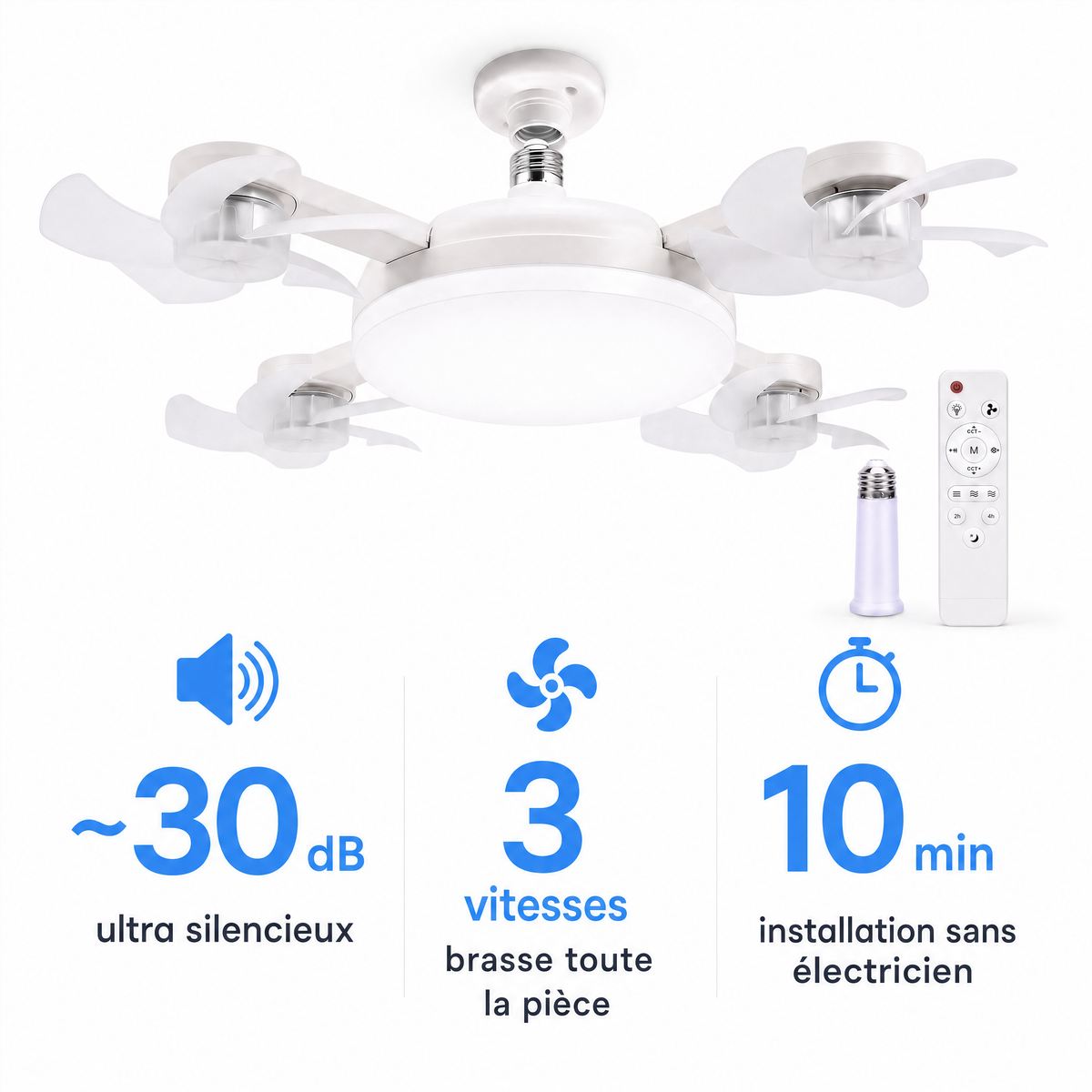 Ventilateur de Plafond LED avec Télécommande