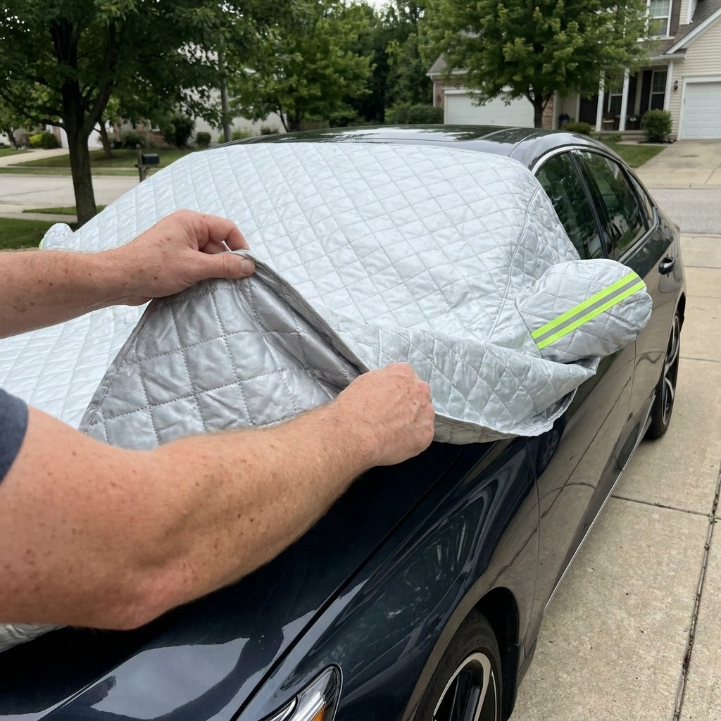 FrostGuard Half Car Cover — Windshield, Hood and Mirrors